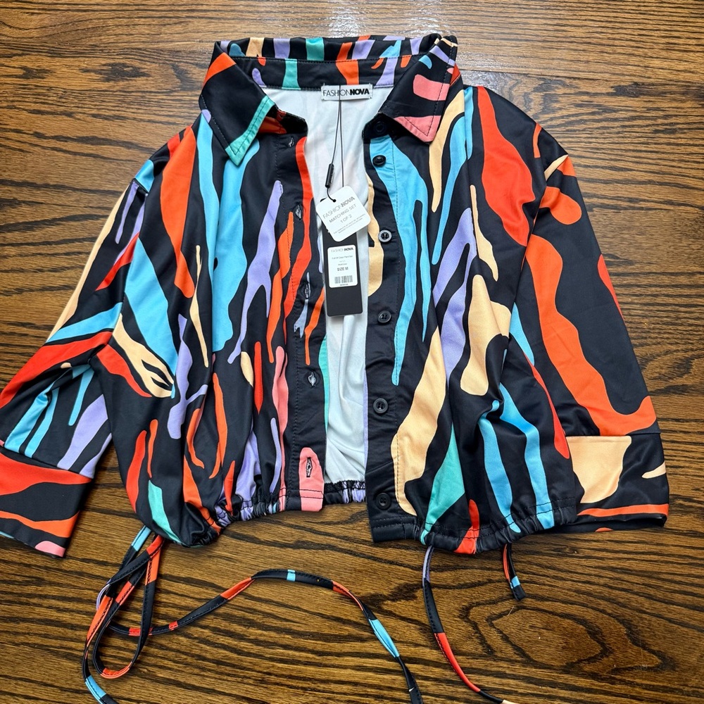Fashion Nova Multicolor Button Down Shirt